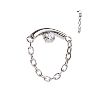 Top Barre Courbe avec Zircone Cubique Ronde et Chaîne en Titane Grade Implant avec Filetage Interne
