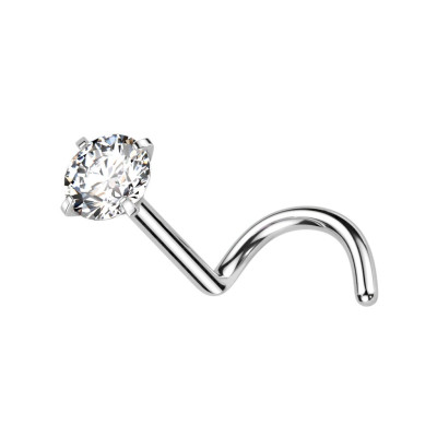 Implant Grade Titanium Prong Set CZ Nose Screw