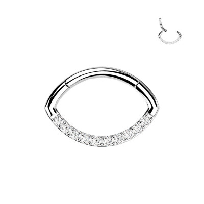 Implant Grade Titanium Cubic Zirconias Lined Oval Hinged Segment Hoop Ring