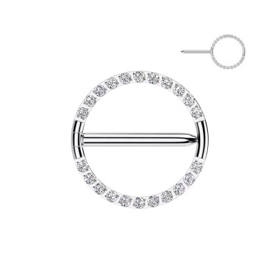 Implant Grade Titanium Nipple Hoop Swinging Clicker With CNC Pave CZ