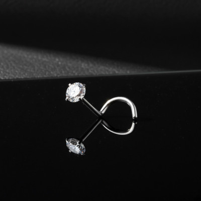 Bijou Nostril avec Zirconia Sertie en Griffes en Titane de Qualité Implant