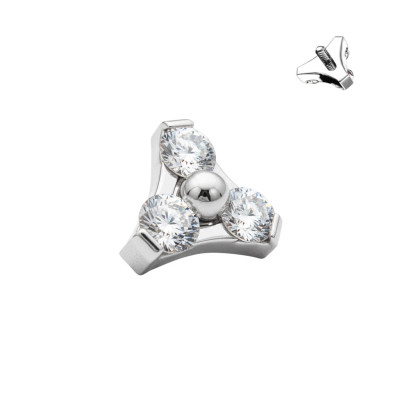 Cabochon Trinity Zircones Triangle en Titane de Qualité Implant avec Filetage Interne