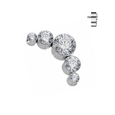 Cabochon 5 Zircones Bisel en Titane de Qualité Implant avec Filetage Interne