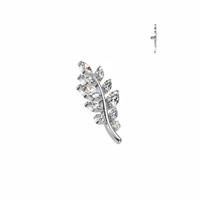 Implant Grade Titanium Internally Threaded Marquise CZ Olive Leaf Top