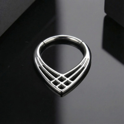 Anneau Motif Chevron Croisé à Charnière en Titane Qualité Implant