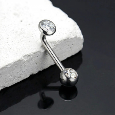 Piercing Christina con Accessori Gemme in Bezel e Sfera con Filettatura Interna in Titanio Grado Impianto