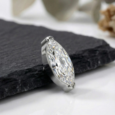 Bijou Supérieur Zirconia Marquise en Titane Qualité Implant avec Filetage Interne