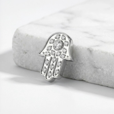Top Hamsa en titane de qualité implant avec pavé de zirconias et filetage interne