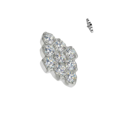 Top con Forma de Diamante con Circonitas Engastadas en Titanio Grado Implante con Rosca Interna