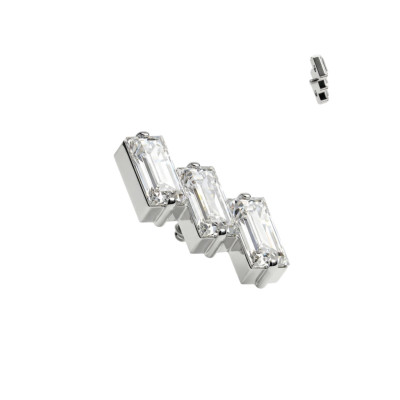 Haut avec 3 Zircons Baguette Inclinés en Titane de Qualité Implant avec Filetage Interne