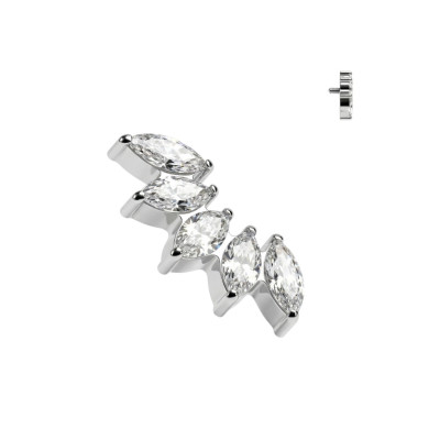 Haut 5 Zircons Marquise en Éventail en Titane de Qualité Implant avec Filetage Interne