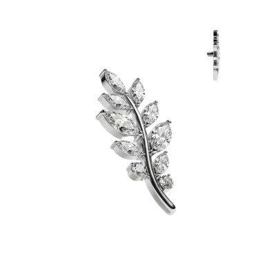 Bijou Olive Feuille Marquise Zirconia en Titane Qualité Implant avec Filetage Interne