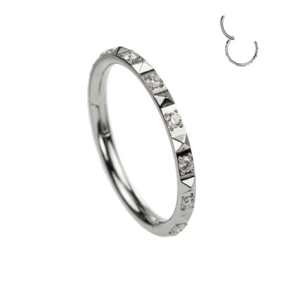 Argola com Dobradiça de Titânio Grau Implante e Zircônias entre Tachas de Corte Piramidal