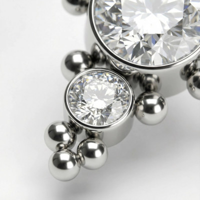 Gioiello per Ombelico in Titanio con Zircone in Bezel a Filettatura Interna e Set di 2 Zirconi in Bezel con Sfere