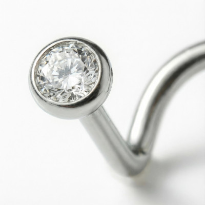 Bijou Nostril avec Zircone Sertie en Biseau en Titane de Qualité Implant
