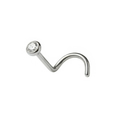 Bijou Nostril avec Zircone Sertie en Biseau en Titane de Qualité Implant