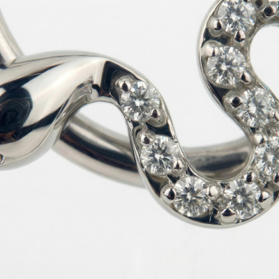 Anneau avec Serpent Pavé de Pierres Cubiques et Charnière en Titane de Qualité Implant