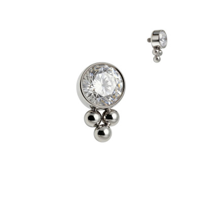 Haut Pierre Cubique Ronde Sertie et Trinity de Boules en Titane de Qualité Implant avec Filetage Interne