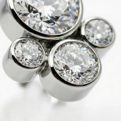 Cabochon 4 Zircones Bisel en Titane de Qualité Implant avec Filetage Interne